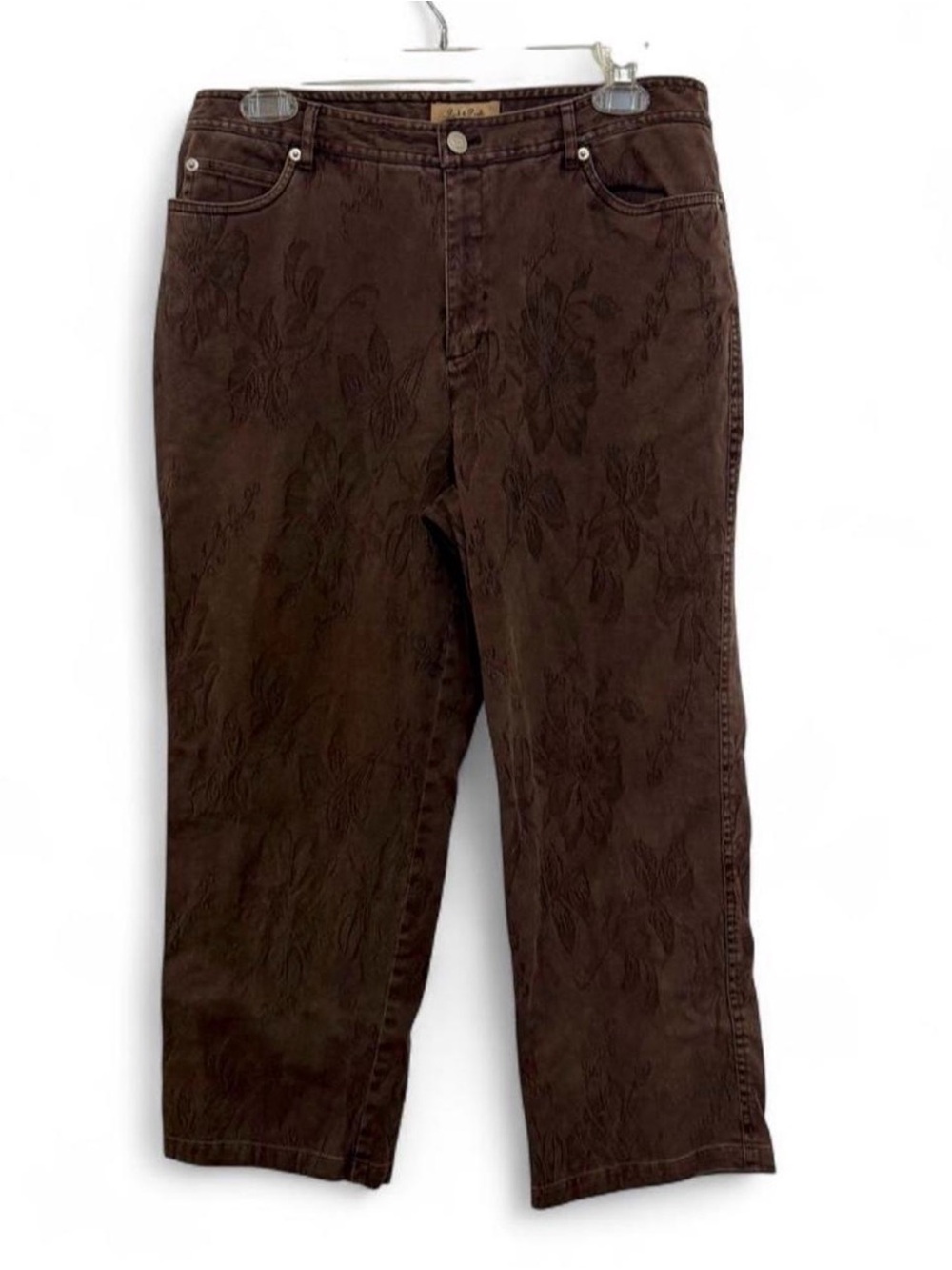 $88 🤎 Peck & Peck Weekend Floral Crop Pants – Size 10 - Picture 2 of 5
